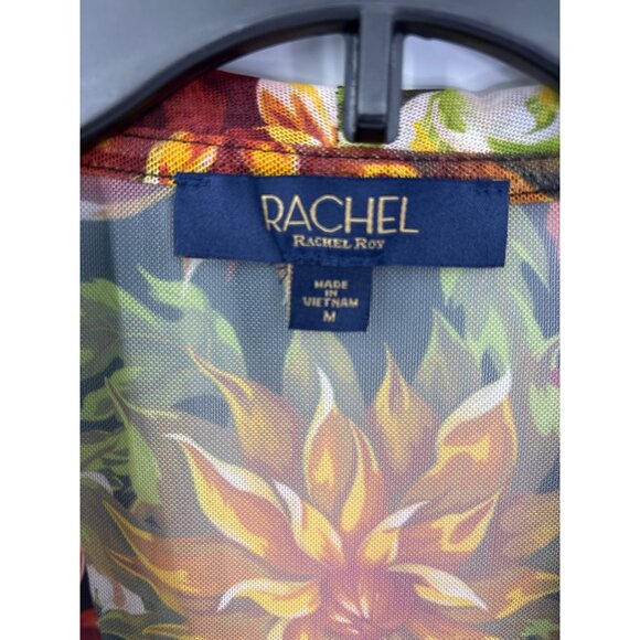 Rachel By Rachel Roy Mesh Floral Sleeveless Faux Wrap Black Multi Medium NEW - Picture 4 of 6